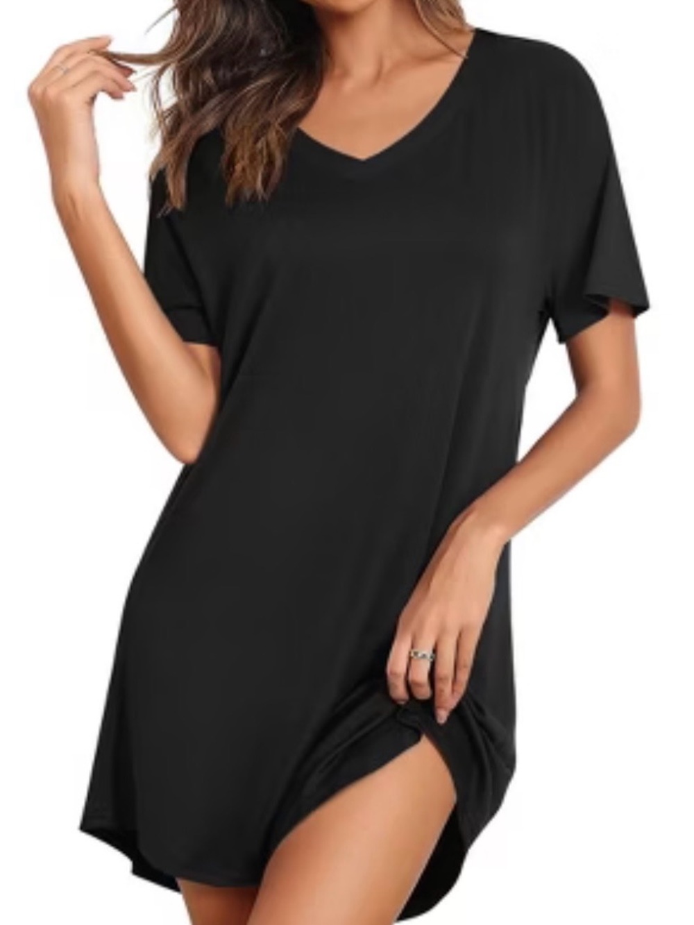 Athleta Black V-Neck Short-Sleeve Swim Cover-Up